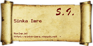 Sinka Imre névjegykártya